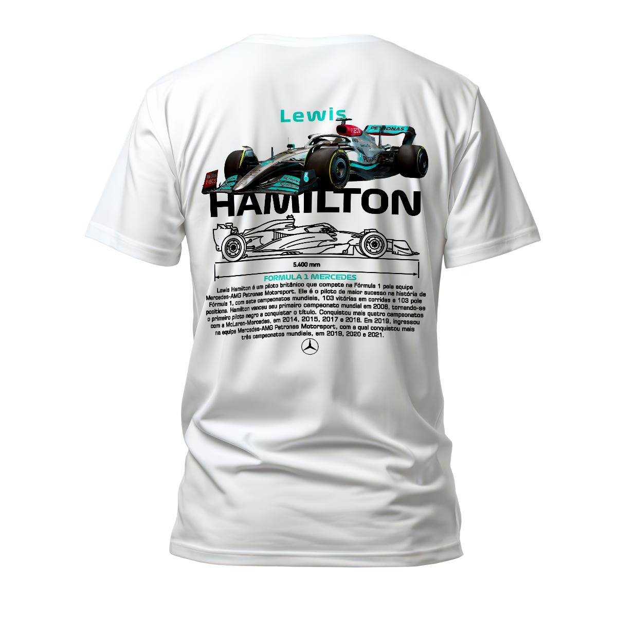 Camiseta Premium Formula 1 Mercedes Benz Lewis Hamilton