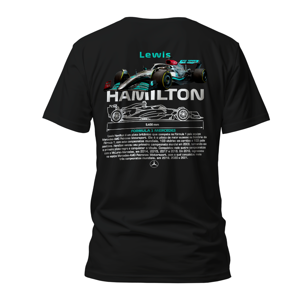 Camiseta Premium Formula 1 Mercedes Benz Lewis Hamilton