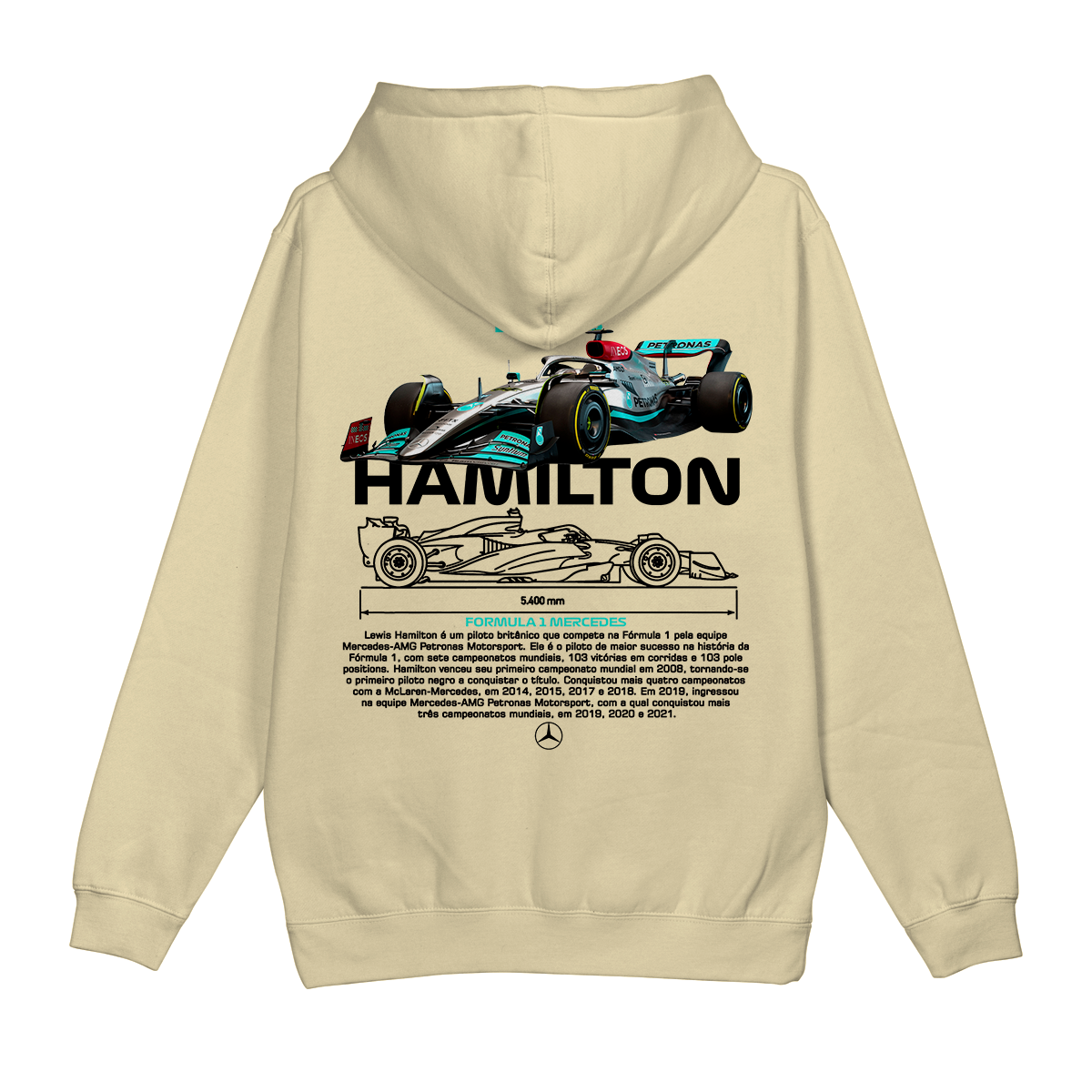 Moletom Canguru Formula 1 Lewis Hamilton Mercedes Benz
