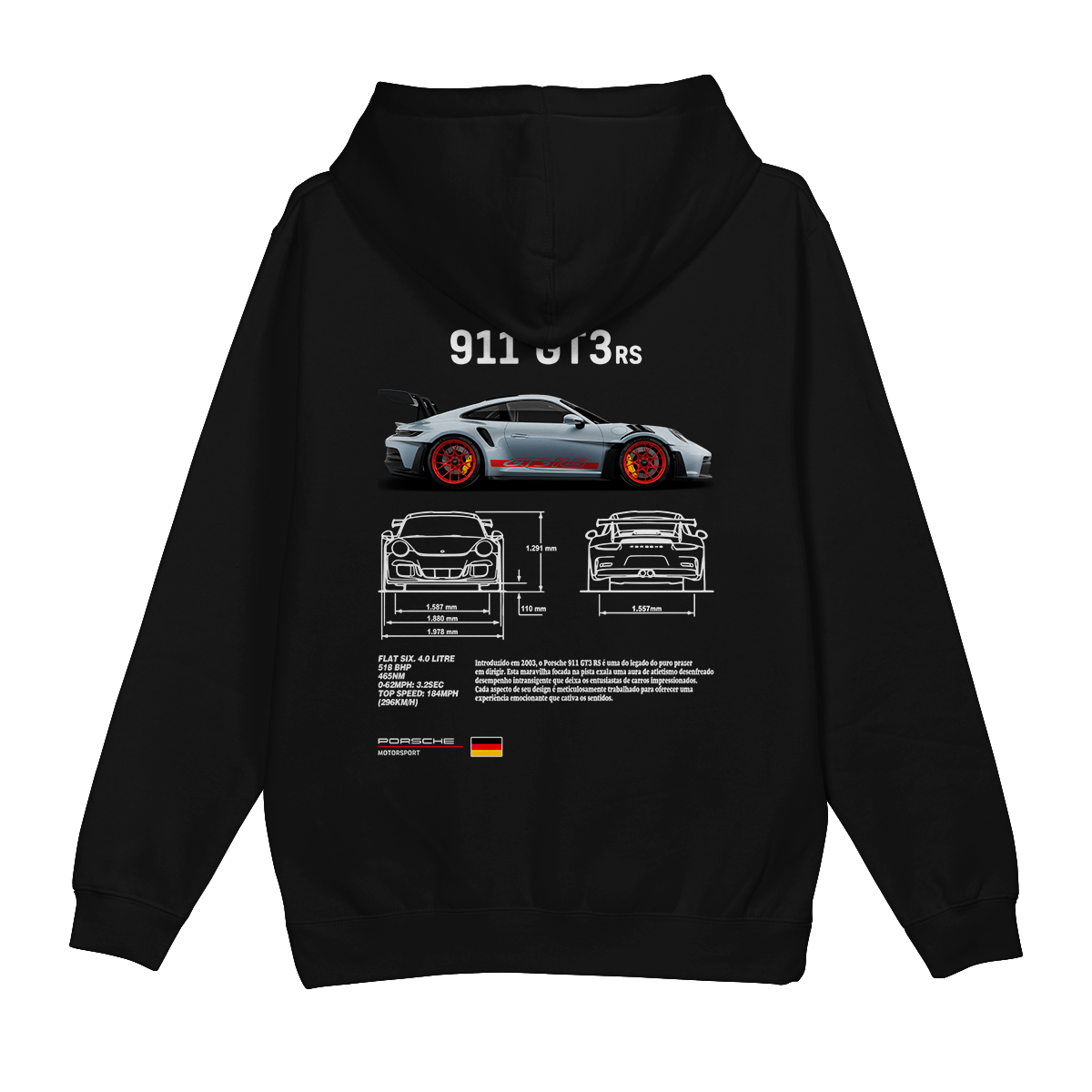 Moletom Canguru Porsche 911 GT3Rs