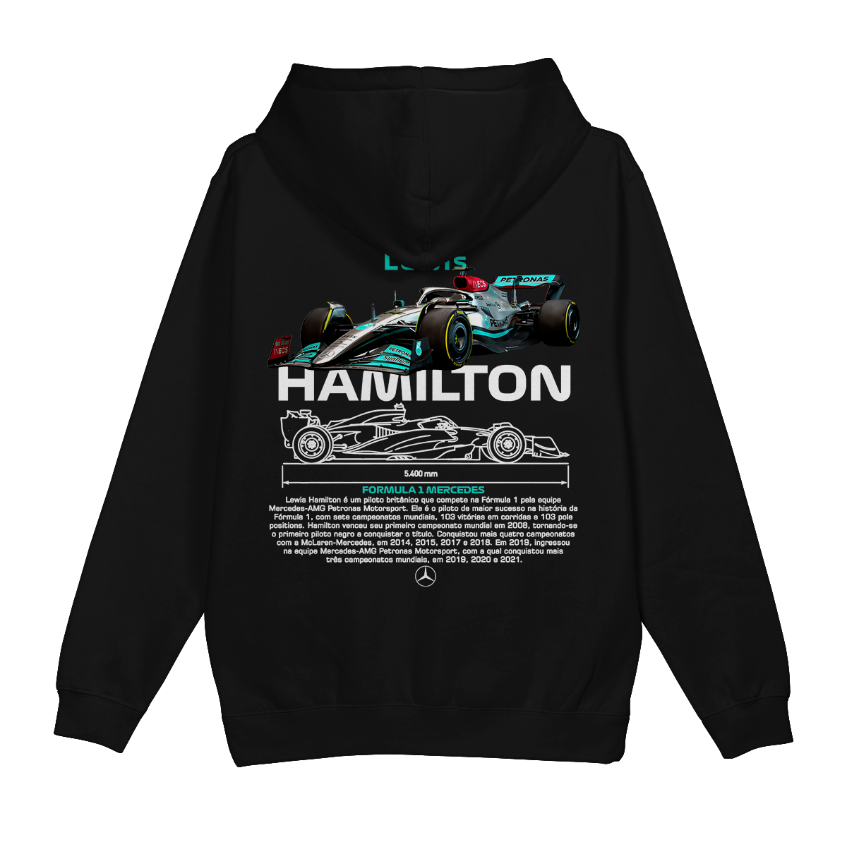 Moletom Canguru Formula 1 Lewis Hamilton Mercedes Benz