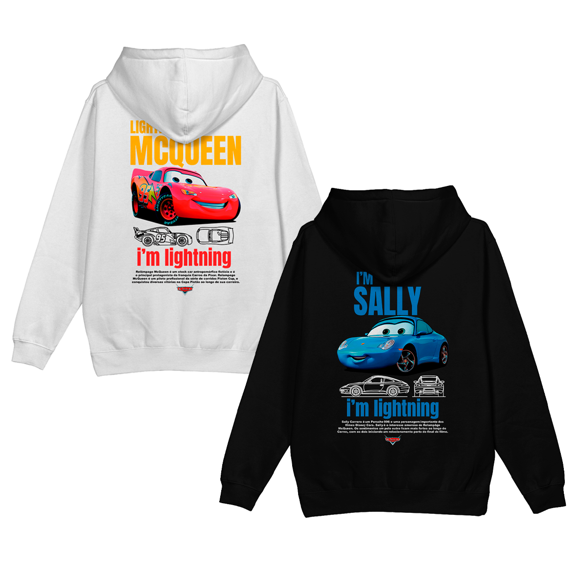 Kit Casal Moletom Canguru Sally + Mcqueen Disney Carros