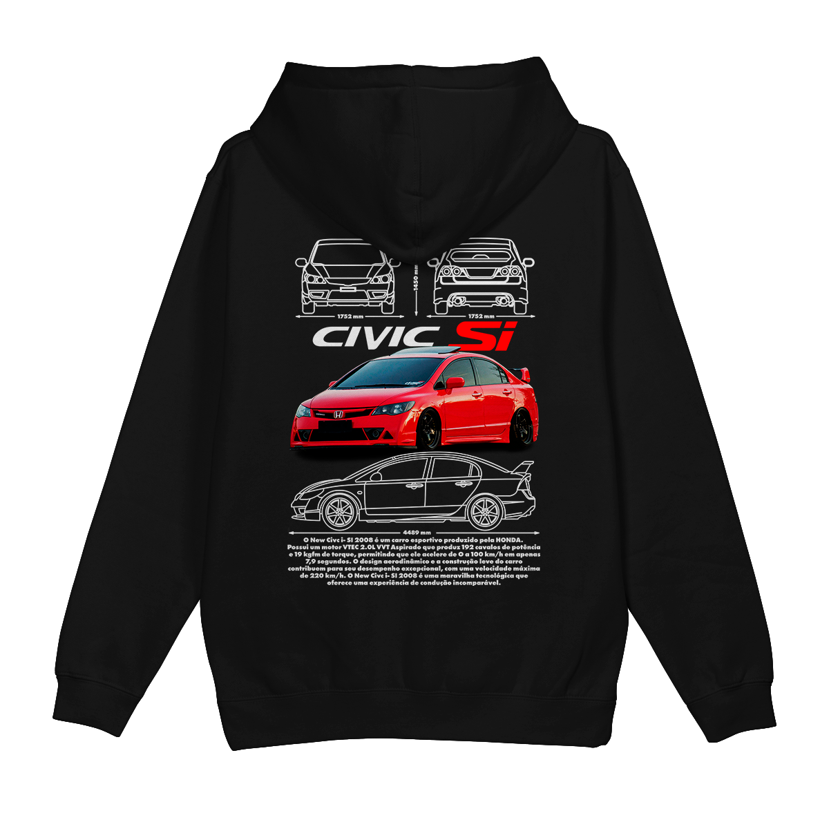 Moletom Canguru Honda Civic Si