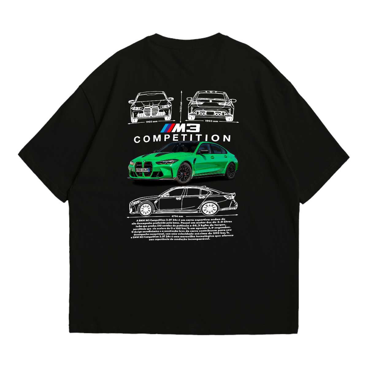 Camiseta Oversized Premium BMW M3 Competition