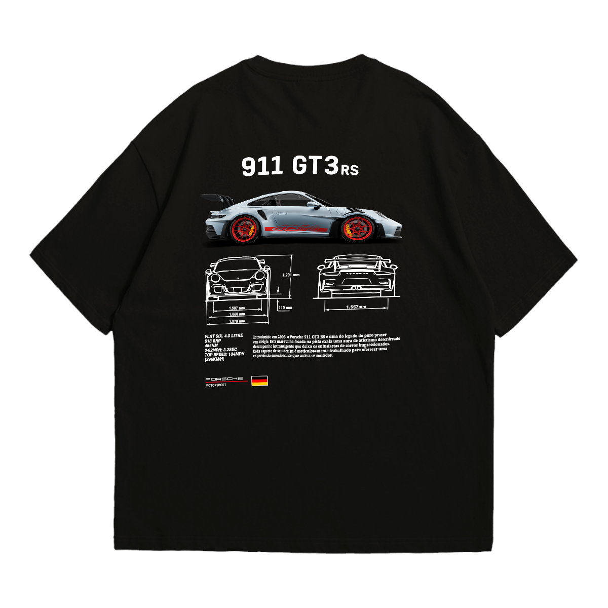 Camiseta Oversized Premium Porsche GT3 Rs