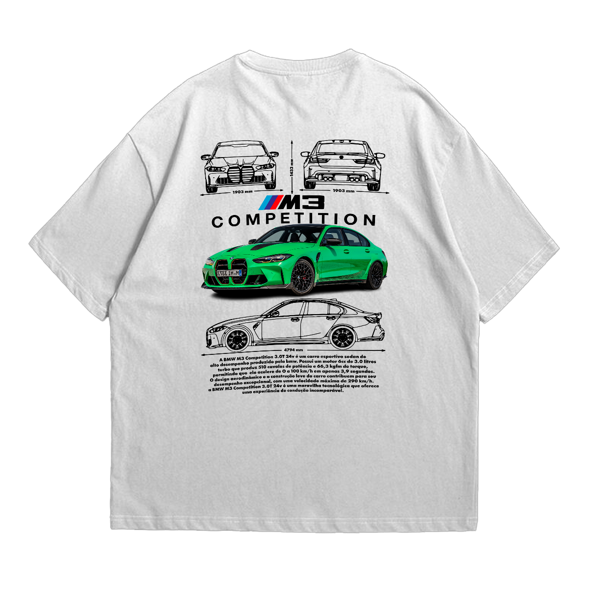 Camiseta Oversized Premium BMW M3 Competition