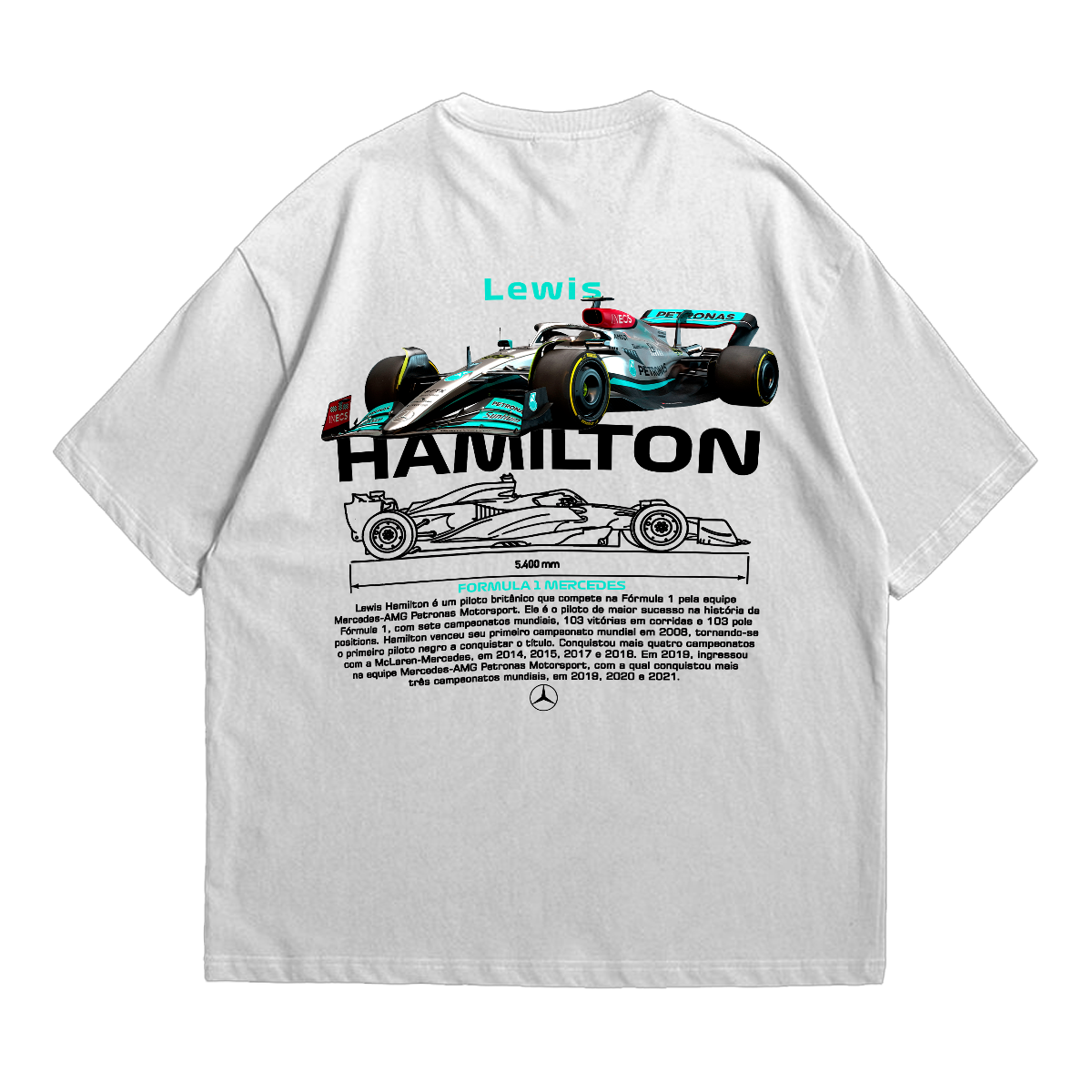 Camiseta Oversized Premium Formula 1 Lewis Hamilton Mercedes Benz
