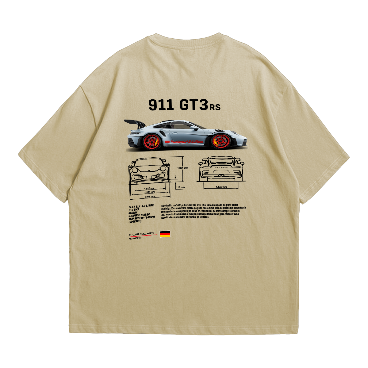 Camiseta Oversized Premium Porsche GT3 Rs