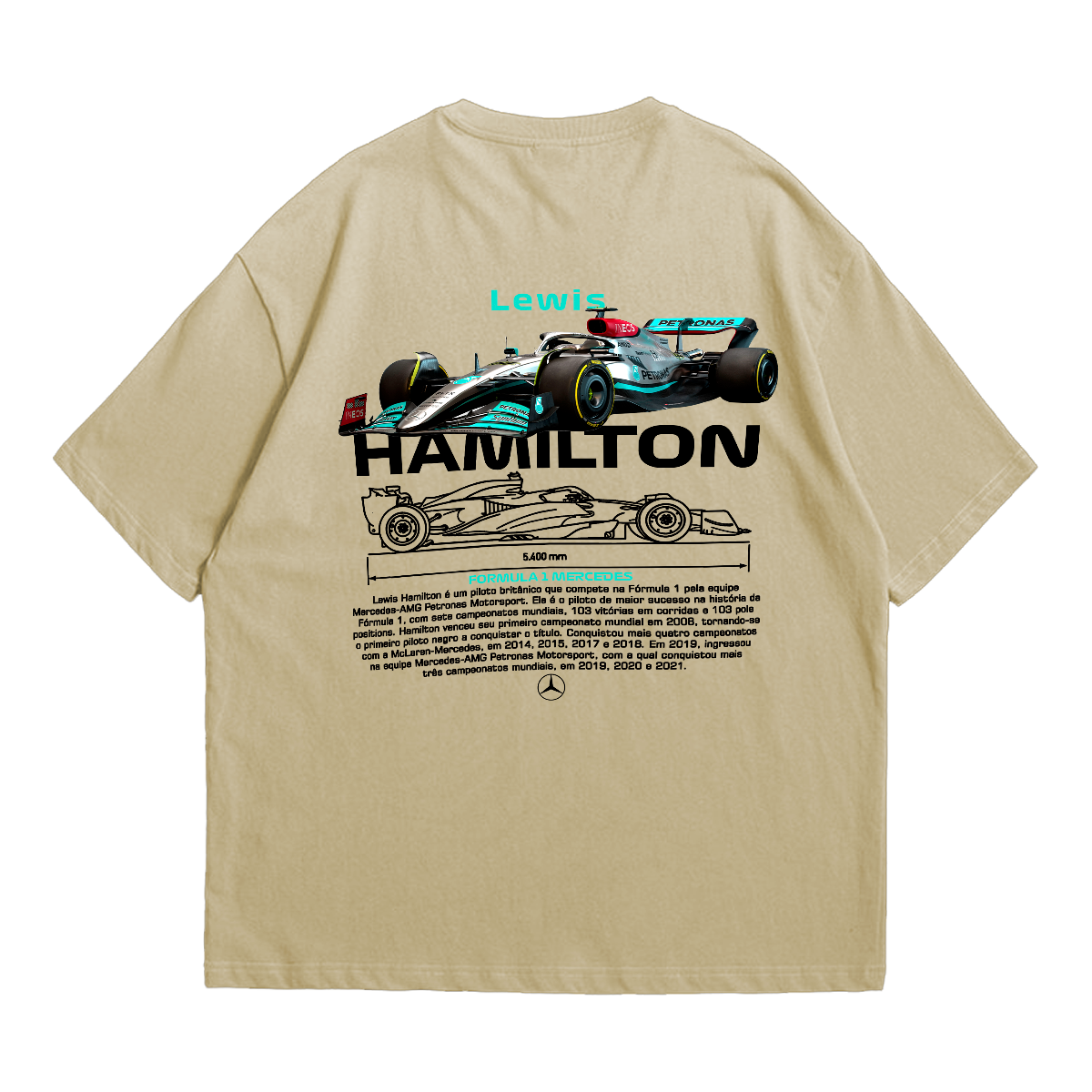 Camiseta Oversized Premium Formula 1 Lewis Hamilton Mercedes Benz